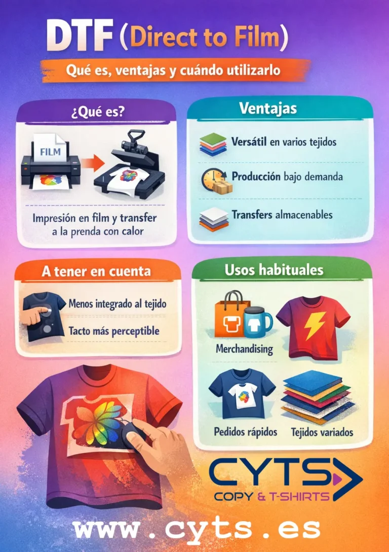 Impresión DTF Direct to Film aplicada a camisetas y textiles personalizados