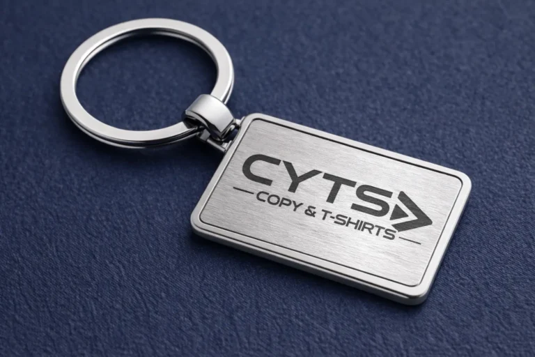 marcaje sobre objetos personalizados Llavero corporativo personalizado con grabado láser del logo CYTS