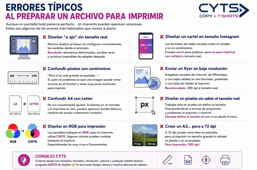 Errores son los formatos de papel al preparar un archivo para imprimir